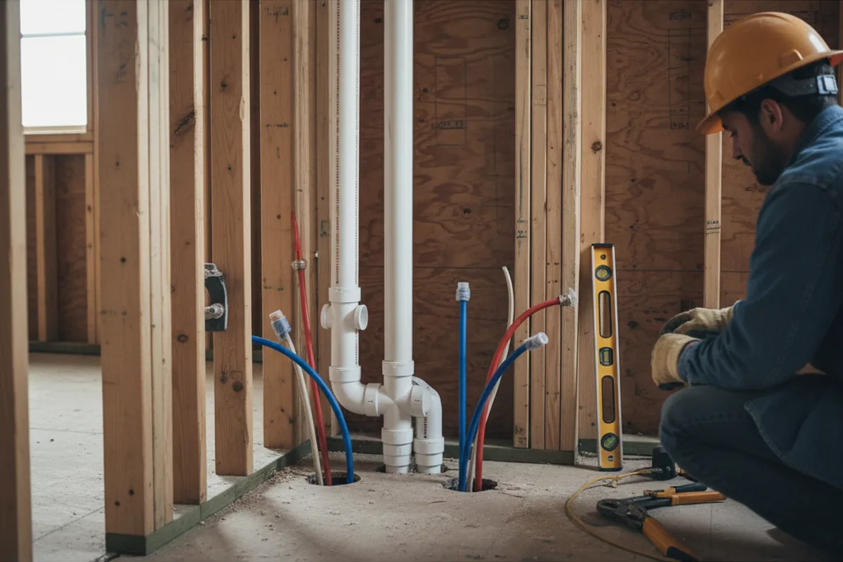 Drain and supply rough-in during Toilet Repair and Installation in Valley Village